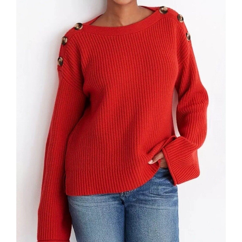 Madewell Red Calloway Boatneck Pullover Sweater Sz S
